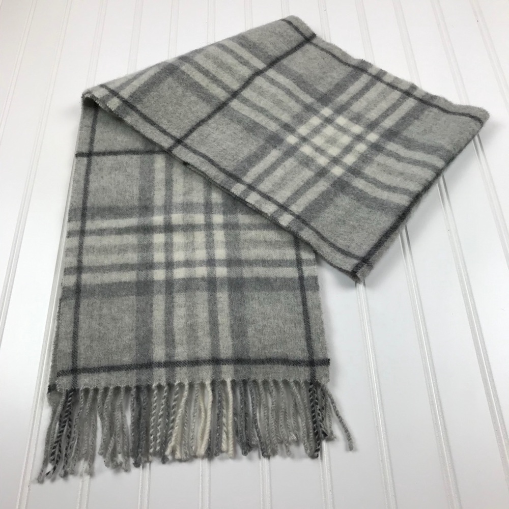 Edinburgh 100% Soft Cashmere Scarf Gray Plaid - Picture 6 of 10